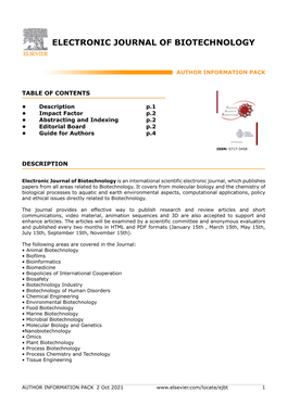 Electronic Journal of Biotechnology