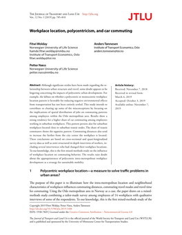 Workplace Location, Polycentricism, and Car Commuting