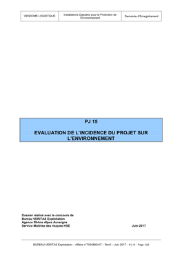 Pj 15 Evaluation De L'incidence Du Projet Sur L