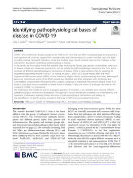 Identifying Pathophysiological Bases of Disease in COVID-19 Carla J