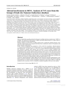 Adrenal Involvement in MEN1. Analysis of 715 Cases from The