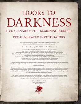 Doors to Darkness Five Scenarios for Beginning Keepers