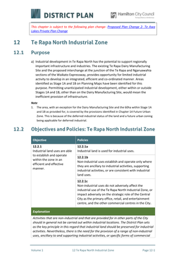 12 Te Rapa North Industrial Zone 12.1 Purpose