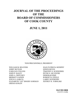 Journal of Proceedings for June 1, 2011