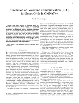 Simulation of Powerline Communication (PLC) for Smart Grids in Omnet++