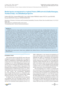 Barbel Species Arrangement in a Regional Natura 2000 Network (Emilia Romagna, Northern Italy): an Altitudinal Perspective