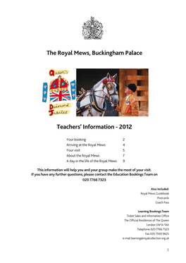 Royal Mews Teachers' Pack