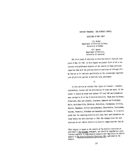 PARTIES' PROGRESS: the DISTRICT COUNCIL ELECTIONS of MAY 1980* J.M. Bochel Department of Political Science, University of Dundee