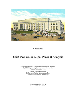 Saint Paul Union Depot Phase II Analysis