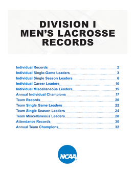 Division I Men's Lacrosse Records