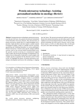 Protein Microarray Technology: Assisting Personalized Medicine in Oncology (Review)