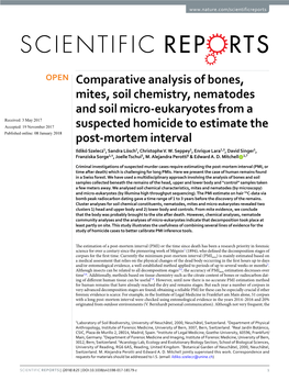 Comparative Analysis of Bones, Mites, Soil Chemistry, Nematodes