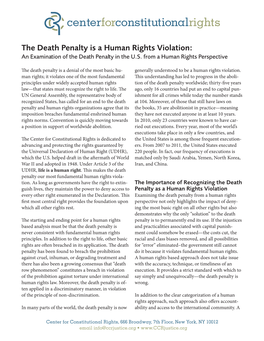 The Death Penalty Is a Human Rights Violation: an Examination of the Death Penalty in the U.S