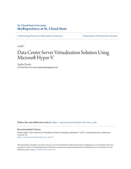 Data Center Server Virtualization Solution Using Microsoft Hyper-V