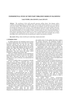 Experimental Study of Thin Part Vibration Modes in Machining