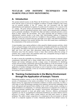 Nuclear and Isotopic Techniques for Marine Pollution Monitoring