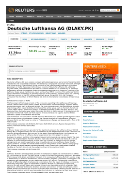 Deutsche Lufthansa AG (DLAKY.PK)
