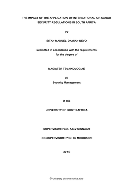 The Impact of the Application of International Air Cargo Security Regulations in South Africa