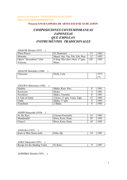 Composiciones Contemporaneas Japonesas Que Emplean Instrumentos Tradicionales