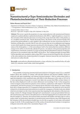 Nanostructured P-Type Semiconductor Electrodes and Photoelectrochemistry of Their Reduction Processes