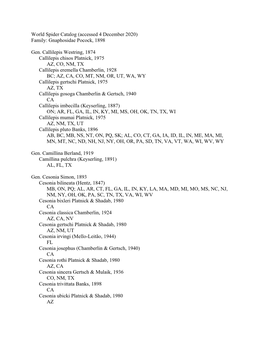 World Spider Catalog (Accessed 4 December 2020) Family: Gnaphosidae Pocock, 1898