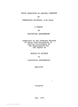 FAULT DETECTION in LOGICAL CIRCUITS by SAMPRAKASH MAJUMDAR, B.Sc.Engr