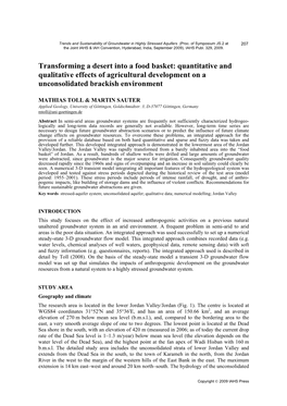 Quantitative and Qualitative Effects of Agricultural Development on a Unconsolidated Brackish Environment