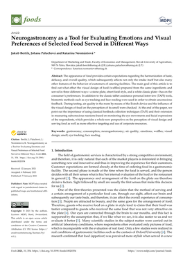 Neurogastronomy As a Tool for Evaluating Emotions and Visual Preferences of Selected Food Served in Different Ways