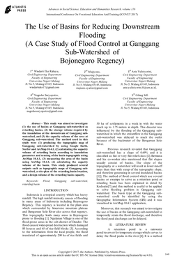 The Use of Basins for Reducing Downstream Flooding (A Case Study of Flood Control at Ganggang Sub-Watershed of Bojonegoro Regency)