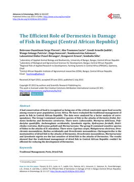 The Efficient Role of Dermestes in Damage of Fish in Bangui (Central African Republic)