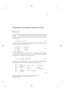 1 Function Spaces, Linear Operators, and Green's Functions