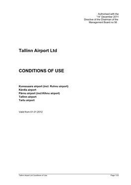 Tallinn Airport Ltd Conditions of Use Page 1/23 Contents 1