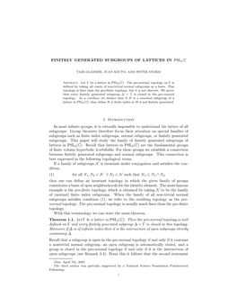 Finitely Generated Subgroups of Lattices in Psl2 C