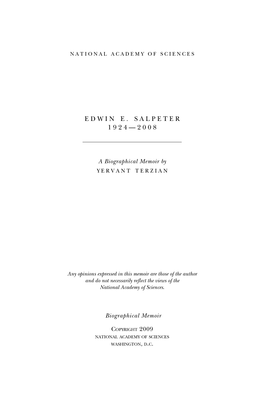 Edwin E. Salpeter 1 9 2 4 — 2 0 0 8