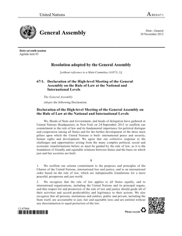 A/RES/67/1 General Assembly