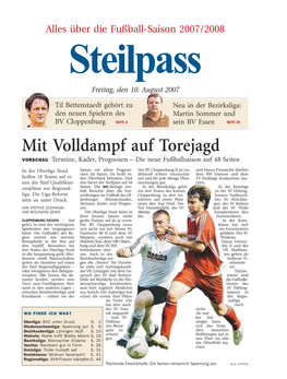 Über Die Fußball-Saison 2007/2008 Steilpass Freitag, Den 10