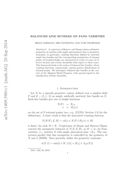 Balanced Line Bundles on Fano Varieties