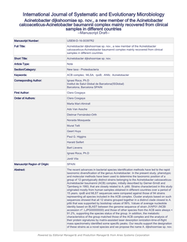 International Journal of Systematic and Evolutionary Microbiology