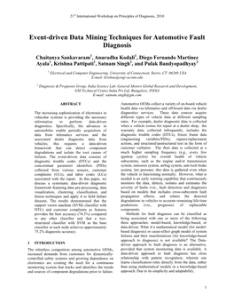 Event-Driven Data Mining Techniques for Automotive Fault Diagnosis