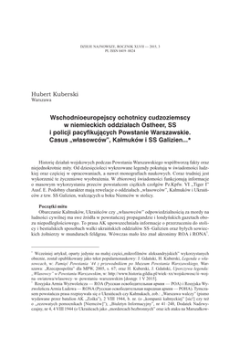 Wschodnioeuropejscy Ochotnicy Cudzoziemscy W Niemieckich Oddziałach Ostheer, SS I Policji Pacyfikujących Powstanie Warszawskie