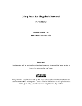 Using Praat for Linguistic Research