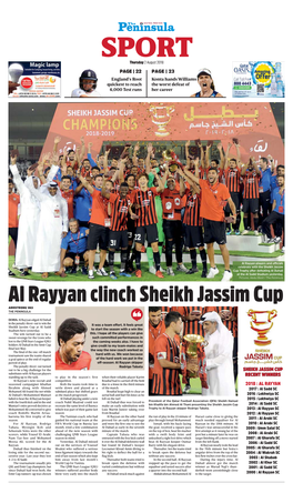Al Rayyan Clinch Sheikh Jassim Cup ARMSTRONG VAS the PENINSULA