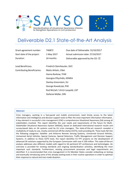 Deliverable D2.1 State-Of-The-Art Analysis