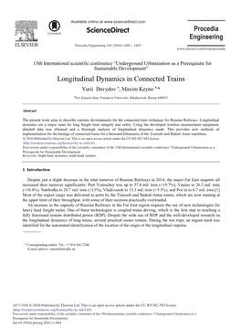 Longitudinal Dynamics in Connected Trains Yurii Davydov A, Maxim Keyno A,*