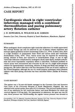 Cardiogenic Shock in Right Ventricular Thermodilution and Pacing