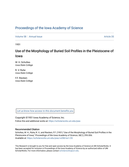 Use of the Morphology of Buried Soil Profiles in the Pleistocene of Iowa