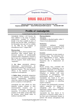 Profile of Amisulpride