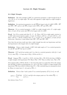 Lecture 21: Right Triangles