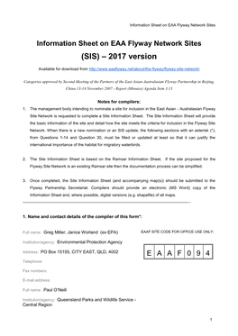 Information Sheet on EAA Flyway Network Sites