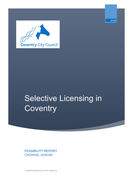 Selective Licensing in Coventry